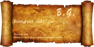 Bonyhai Géza névjegykártya
